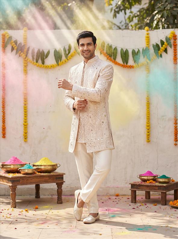 SH7381  SHERWANI , INDO WESTERN , NAWABI Jain Collections [Charni Road]